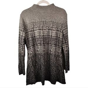Style & co grey black mock neck A symmetrical gradient speckled tunic sweater lg